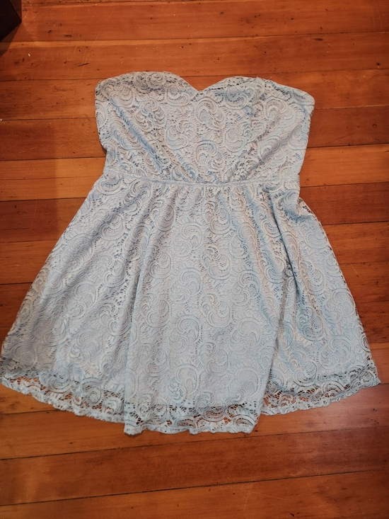 Rue21 Dresses & Skirts - Rue21 Strapless Light Blue Lace Fit-and-Flare Dress